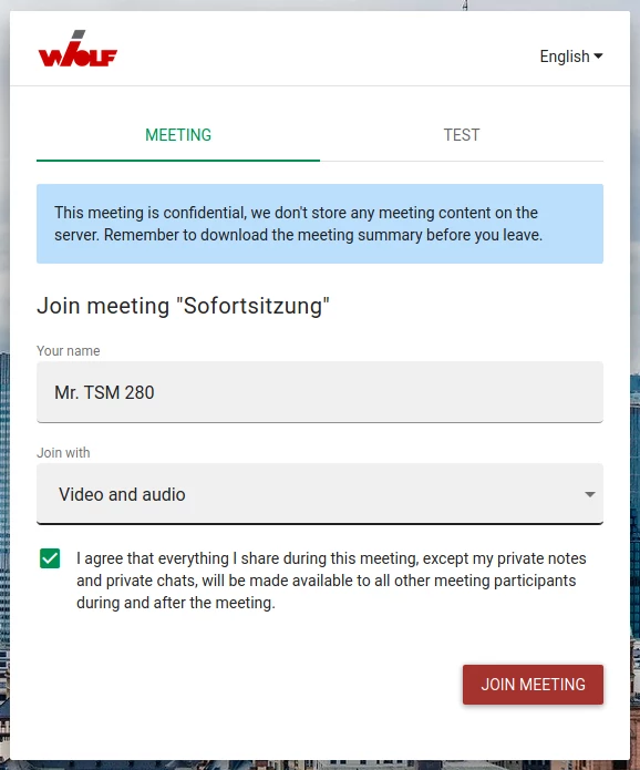 Video Meeting - conferenze with Wolf Maschinenbau AG